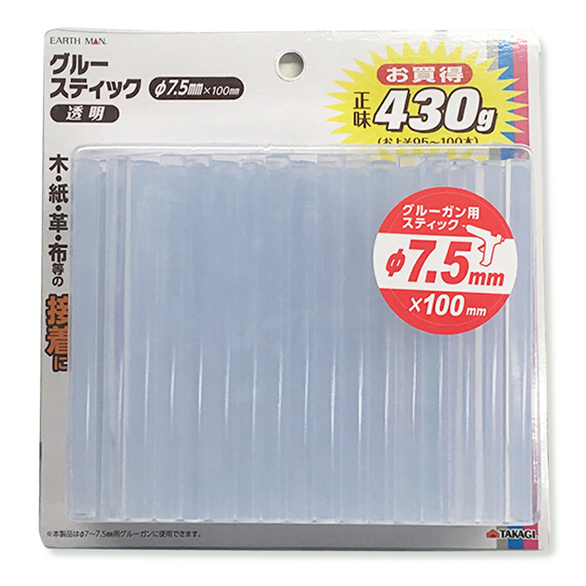 グルースティック 直径7.5mm 430g 約100本入 【 グルーガン ホットメルト 接着 】