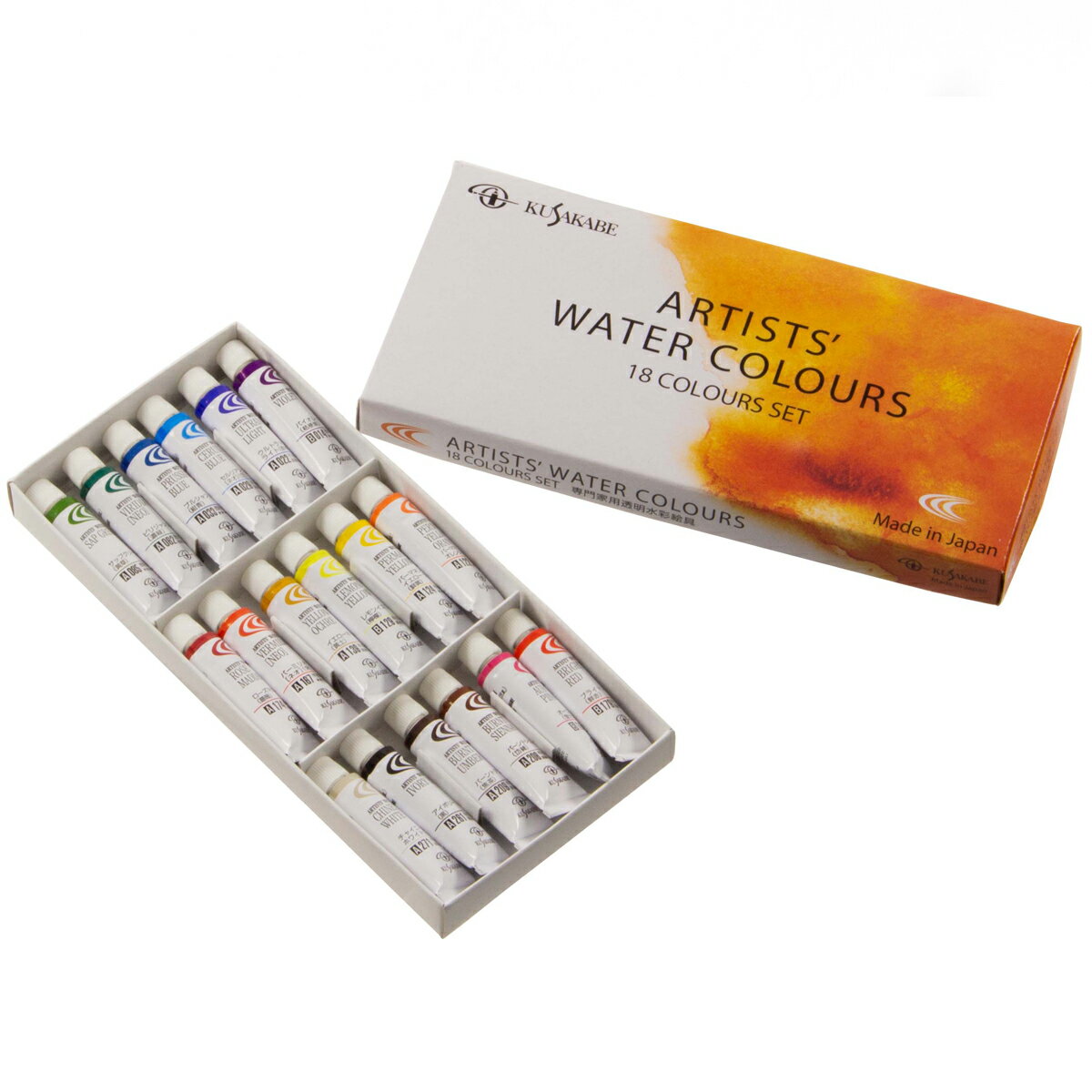 [ メール便可 ] クサカベ専門家用 透明水彩絵の具 ARTISTS WATER COLOURS 18色 NW-18 kusakabe