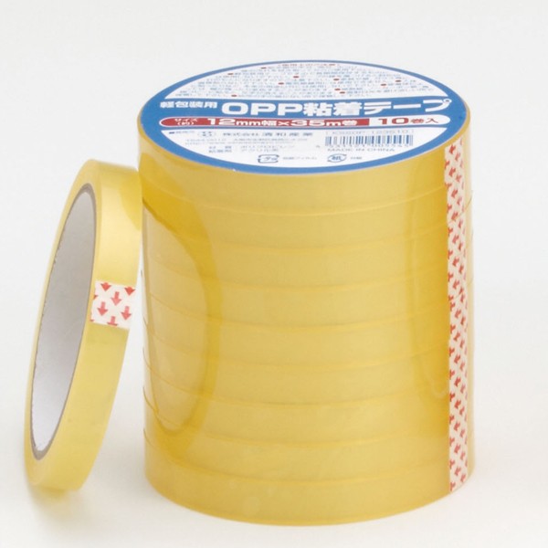 OPP 透明粘着テープ 幅12mm×35m 10巻入 【 接着 替え OPPテープ 梱包用品OPPテープ事務用品 】