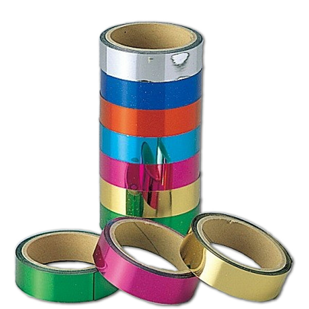 ミラーテープ 7色10巻入 幅18mm×8m巻き 糊無し ゴークラ 【 メッキテープ ホイル 】