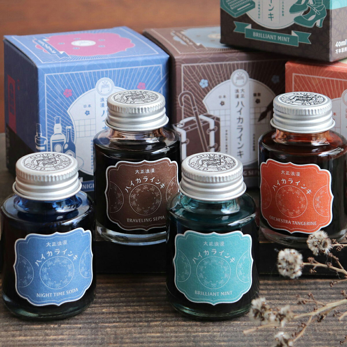 ギター 大正浪漫 ハイカラインキ ナイトタイムソーダ 【 万年筆用 インク 水性染料 寺西化学工業 】