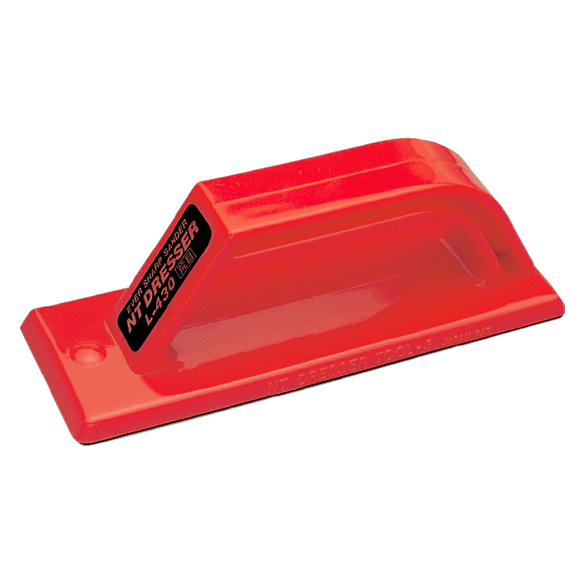 本体ABS樹脂製 刃：幅51×長さ152mm 包装：ブリスター 包装寸法：92×230×50mm 広い平面の研磨に最適です。 木工からアルミの仕上げまで、ヤスリの強さとサンドペーパーの細やかさを兼ねた 目詰まりしにくい研磨具です。 ※別売で替刃のご用意あります。『NTドレッサー 平面型 替刃L-431 荒目』(商品番号：080493)