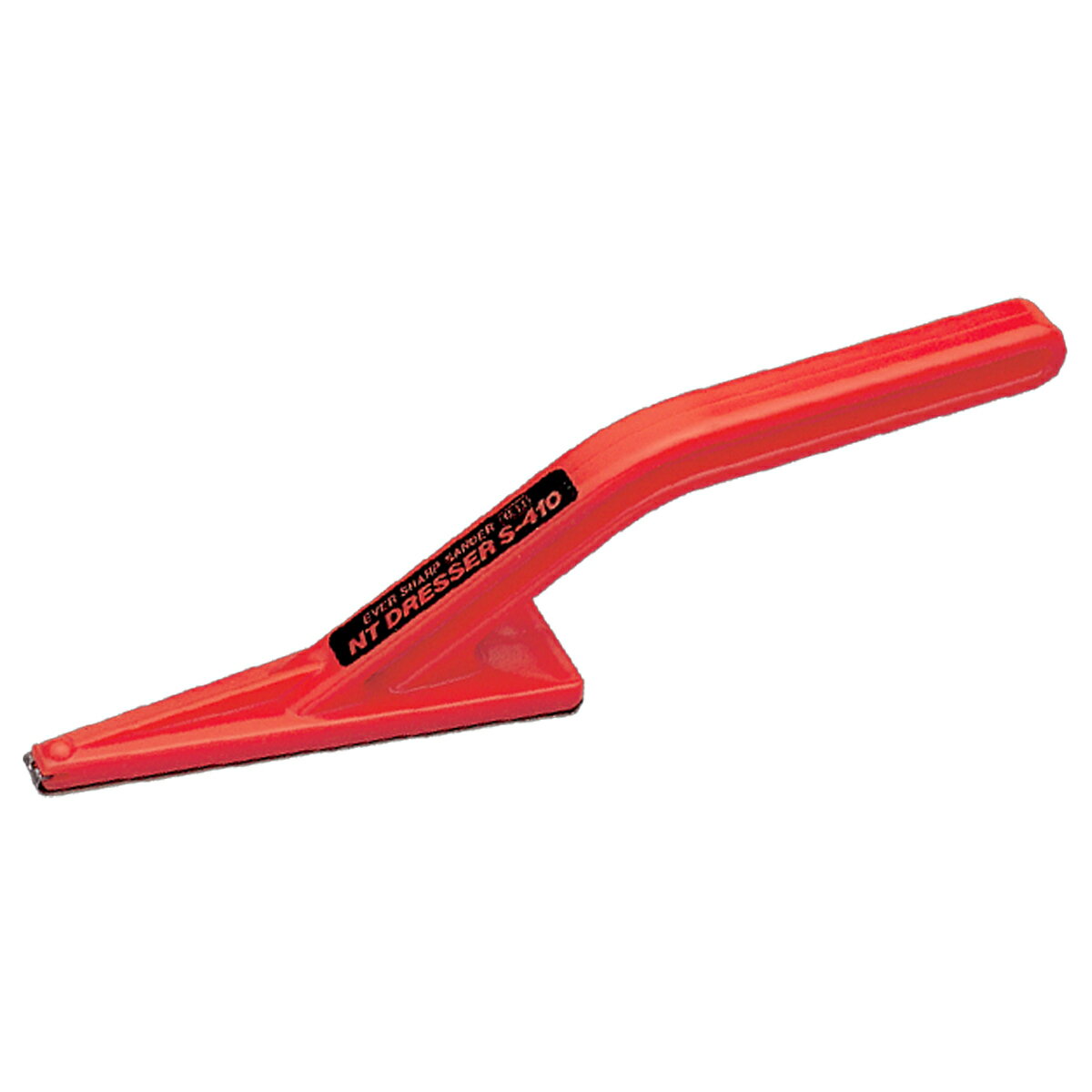 本体ABS樹脂製 包装：ブリスター 包装寸法：92×230×30mm 刃：28×7×長さ83mm 狭い小さな部分の研磨に最適です。 木工からアルミの仕上げまで、ヤスリの強さとサンドペーパーの細やかさを兼ねた目詰まりしにくい研磨具です。 ※別売で替刃のご用意あります。『NTドレッサー 平面型 替刃S-411 荒目』(商品番号：080497)