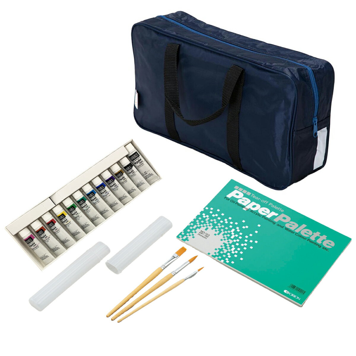 <当店オリジナル> アクリル画初心者向け◎リキテックス ミキシング 12色 かばんセット 紺色 【 アクリル 絵の具 えのぐ リキテックス アクリル画 】