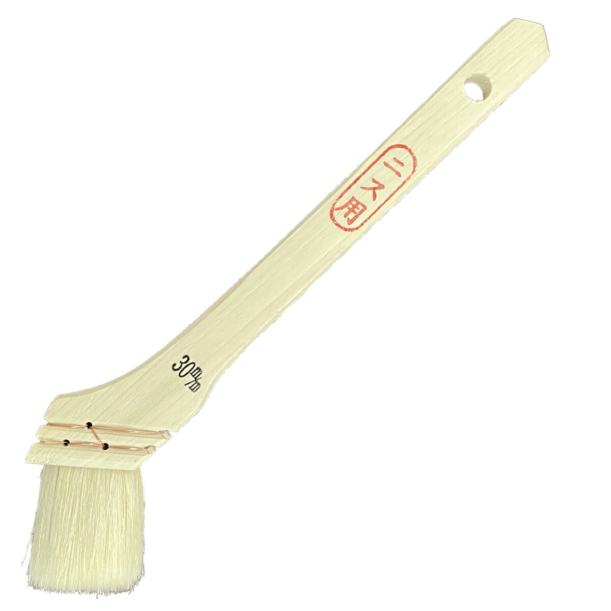 サイズ：幅30mm 山羊毛 山羊の先毛を使った腰のある良質の刷毛ですので手入れ次第で長く使えます。 弾力性のある塗りやすいニス刷毛です。