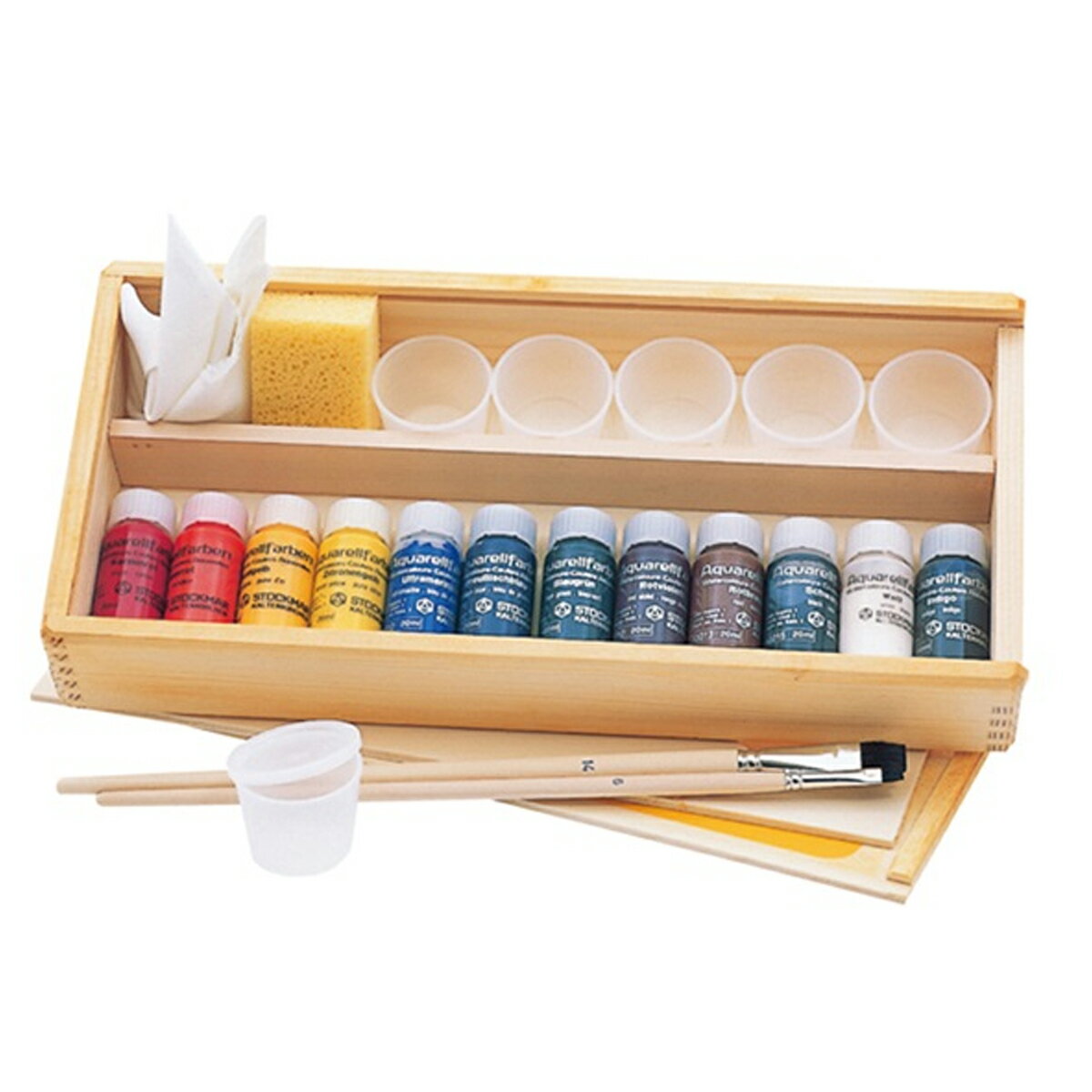 シュトックマー 水彩絵の具 お絵かきセット 木箱入り ST43046 【 ギフト プレゼント こども 入学 入園 お祝い 絵具 えのぐ STOCKMAR 】