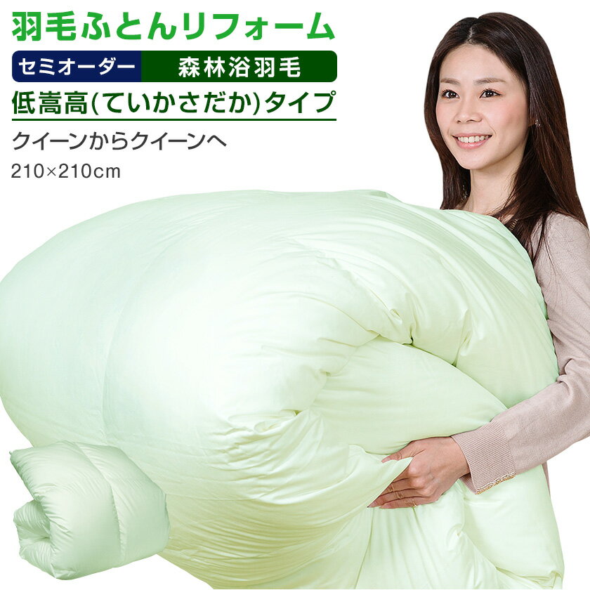 【日本全国対応】羽毛布団リフォーム《森林浴機能:低嵩高(ていかさだか)》クイーンを→クイーンへ