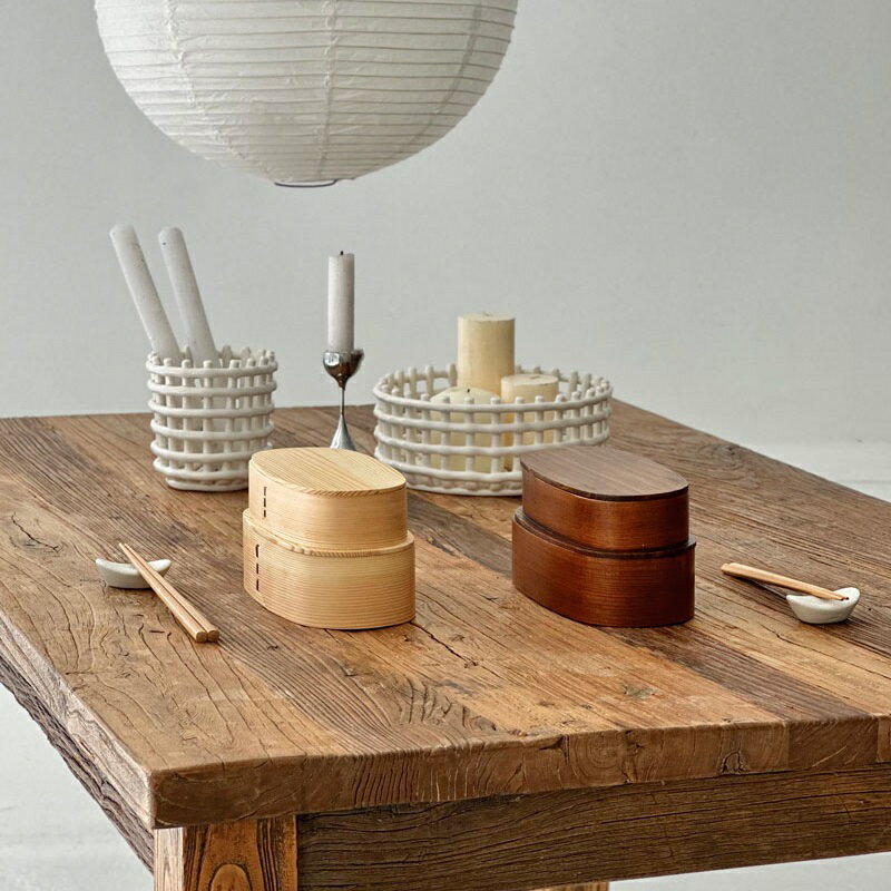 天然杉 曲げわっぱ弁当 二段 1000ml ランチバンドと巾着セット【ART OF BLACK】