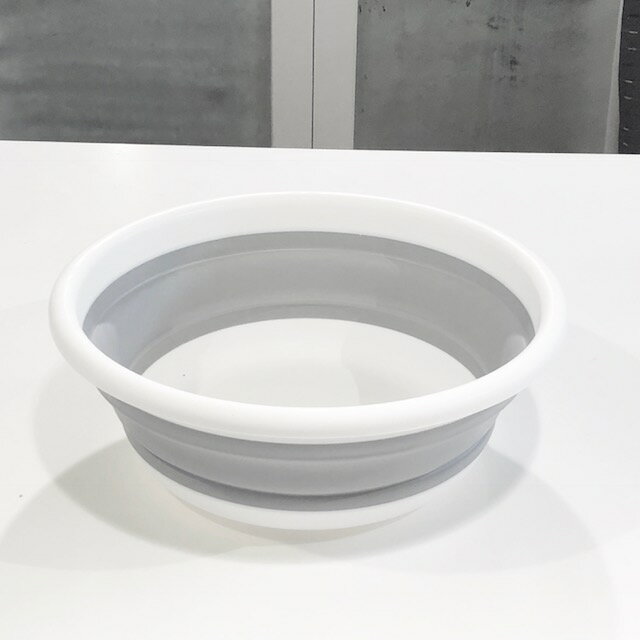 折りたたみ タブ 洗面器 桶 ホワイト グレー 直径37.5×高さ13cm モノトーン 【art of black】