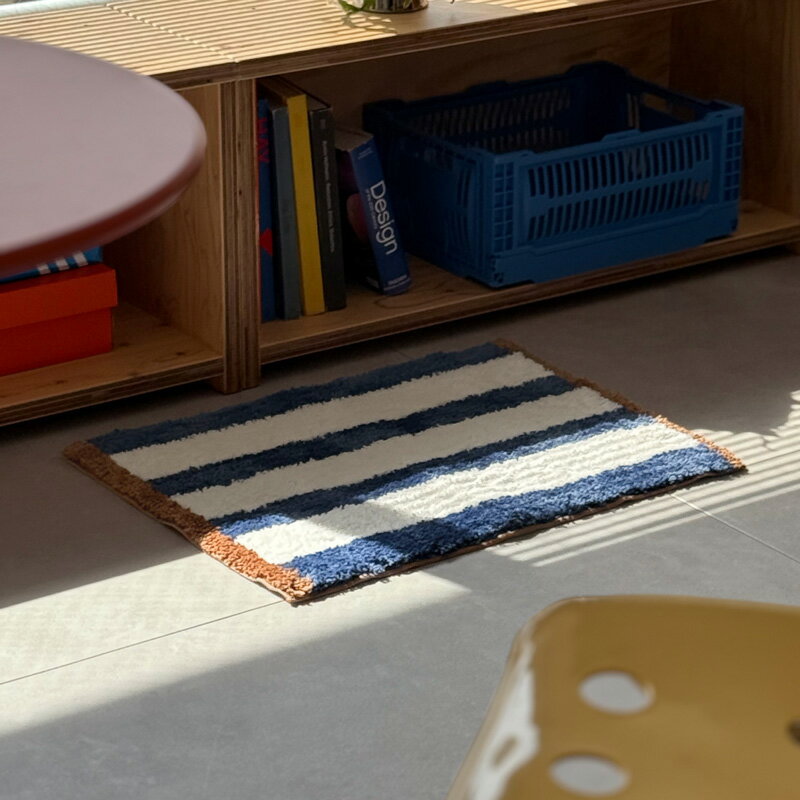 ブルー×ブラウン ストライプマット 45cm×60cm【ART OF BLACK】