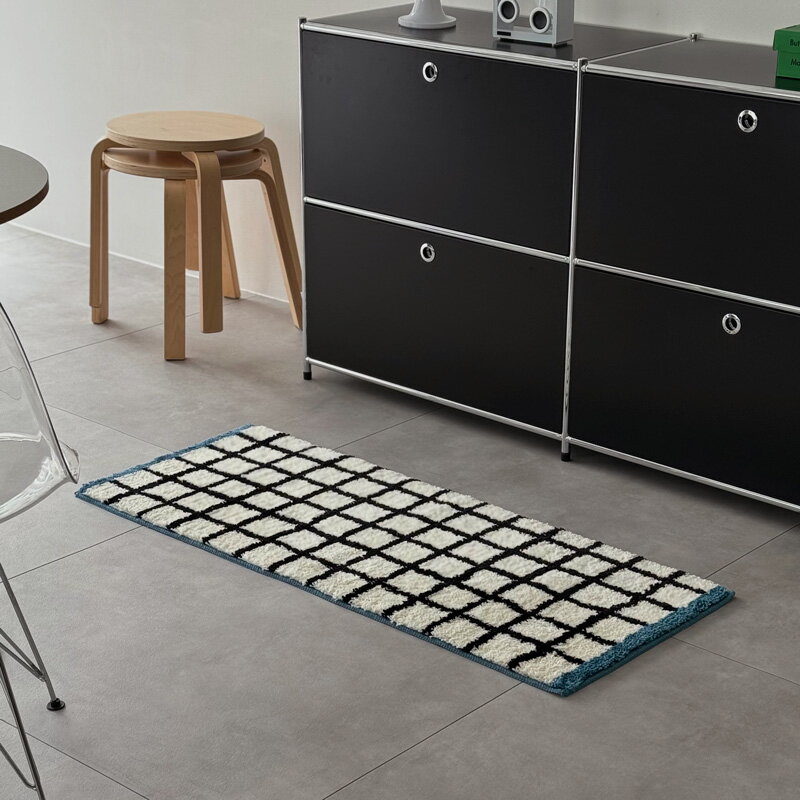 ブルーライン グラフチェック ロングマット 50cm×120cm【ART OF BLACK】