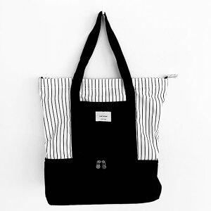 保冷バッグ ストライプ ファスナー付き バッグ 黒 白 ブラック ホワイトモノトーン トート【art of black】通販格安セール情報 楽天 通販