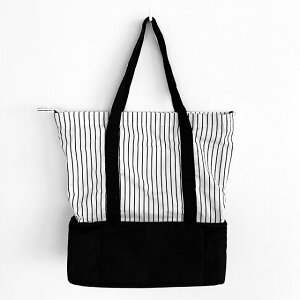 保冷バッグ ストライプ ファスナー付き バッグ 黒 白 ブラック ホワイトモノトーン トート【art of black】通販格安セール情報 楽天 通販