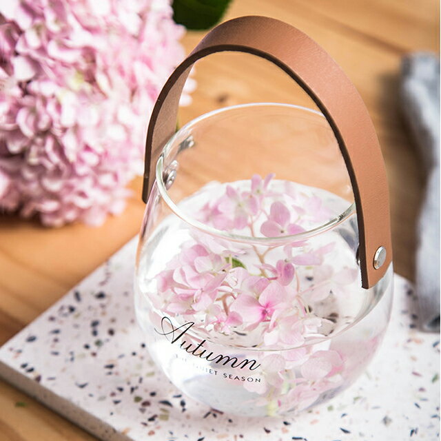 レザーハンドル ガラス フラワーベース 花瓶【ART OF BLACK】