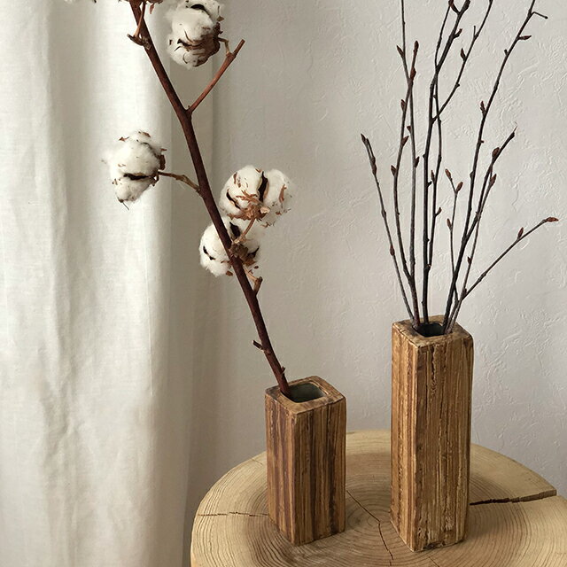 ウッドデザイン フラワーベース ロング 高さ18.5cm×5cm 花瓶 陶器 【ART OF BLACK】のサムネイル