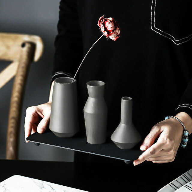 3タイプセット マグネット付き グレー フラワーベース 一輪挿し オブジェ 花瓶 【ART OF BLACK】のサムネイル