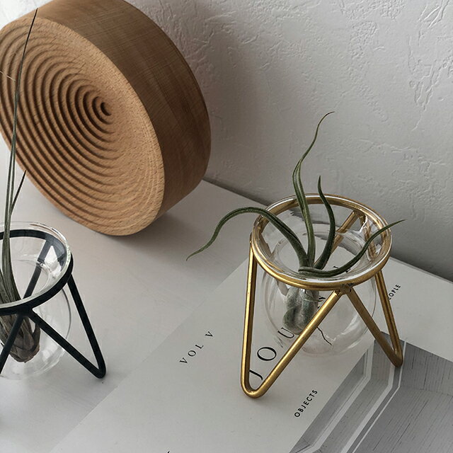 Plump アイアンスタンド ガラス 一輪挿し フラワーベース 花瓶 【ART OF BLACK】のサムネイル