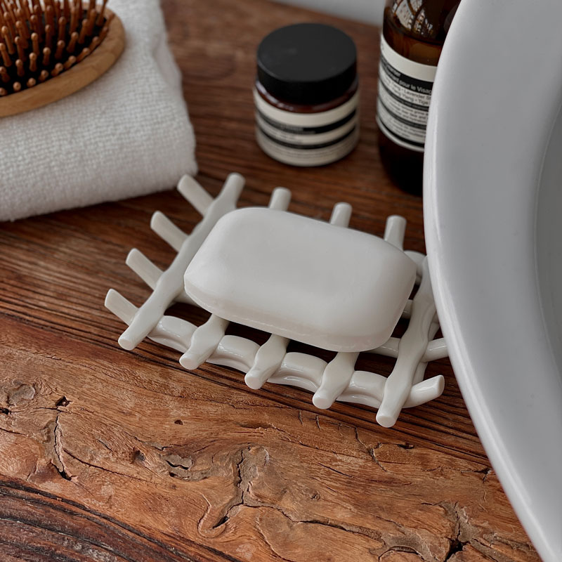 セラミック バスケット フラットソープディッシュ 石鹸置き【ART OF BLACK】