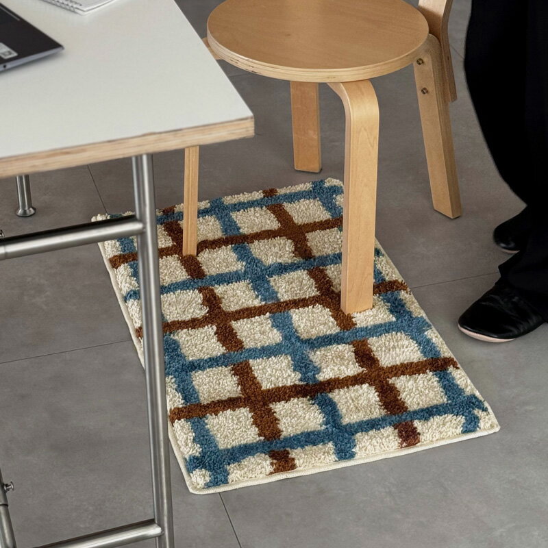 ブルー×ブラウン グラフチェック マット 50cm×80cm【ART OF BLACK】のサムネイル