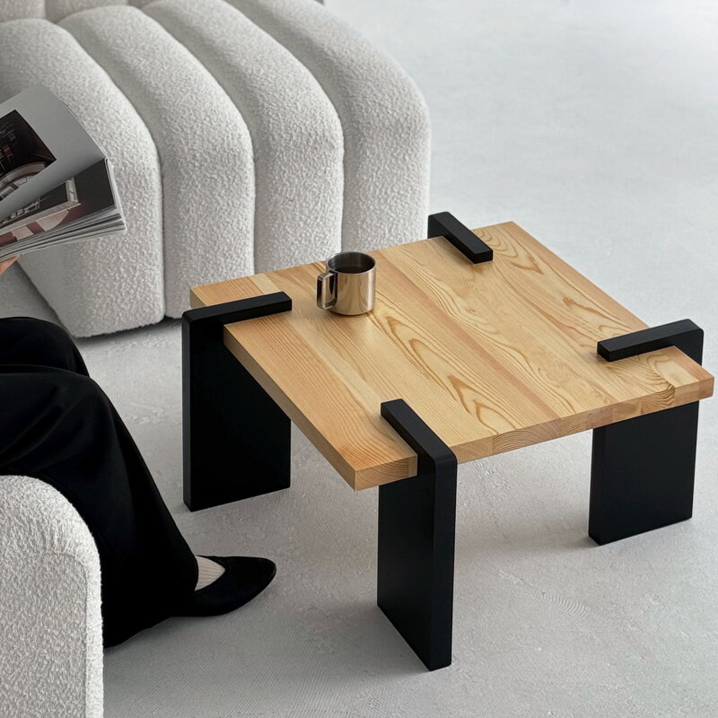 天然木 スクエア コーヒーテーブル 66×66cm【ART OF BLACK】