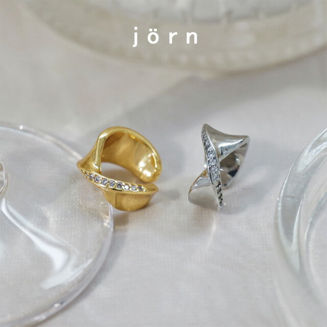 jornヨルン Cross Line Stone Ear Cuff