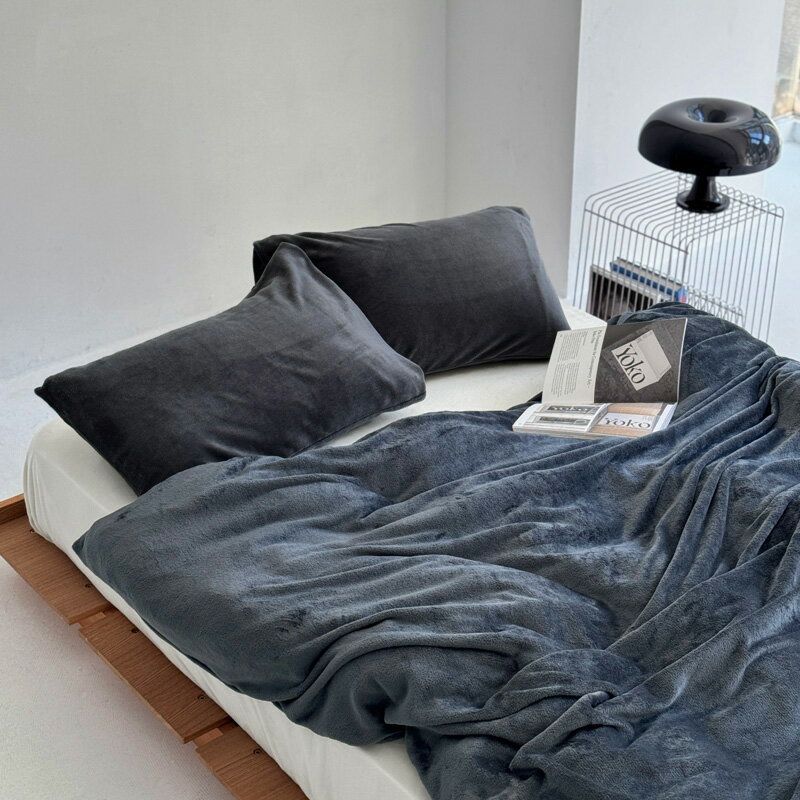 charcoal×offwhite あたたか ファイバー厚手 起毛 布団カバーセット【ART OF BLACK】