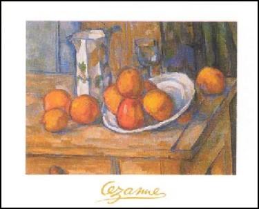 【アートポスター】やかんとグラスと皿のフルーツ(60cm×80cm) -セザンヌ-