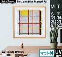 ■マット付【ピート・モンドリアン 本格派プレミアム木製額装アートポスター】New York City, 3 (420×420×24mm) -おしゃれインテリアに...