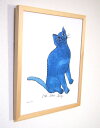 【アンディ・ウォーホル 本格派プレミアム木製額装アートポスター】青い猫1954年(300×370×24mm) -おしゃれインテリアに- 安心の国産額・UV80%...