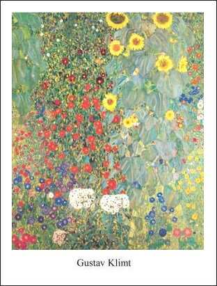【アートポスター】ひまわりの咲く農家の庭(50cm×70cm) -クリムト- おしゃれインテリアに