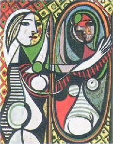 【アートポスター】鏡の前の若い女 (60cm×80cm) -ピカソ- おしゃれインテリアに(余白部分無し)