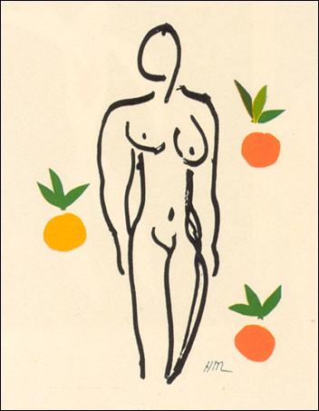 【アートポスター】オレンジと裸婦(70cm×100cm) -マティス- おしゃれインテリアに