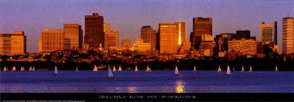 【フォトアートポスター】ボストン　チャーチル河のヨット (33cm×95cm)
