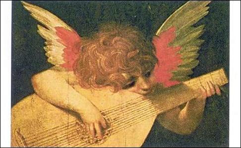 【ロッソ・フィオレンティーノ 絵画アートポスター】音楽を奏でる天使 (70cm×100cm)　ルネサンス芸術