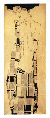 【エゴン・シーレ 絵画アートポスター】『クロスハッチの服を着たゲルティ・シーレ』(482×1117mm) -高品質ジクレープリント-