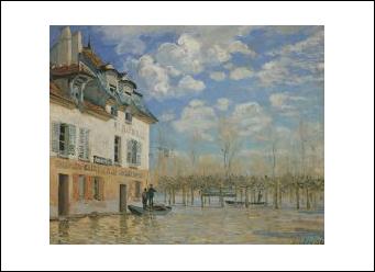 【シスレー ポスター】ポール・マルリーの洪水の際のボート1876年 (281×358mm)