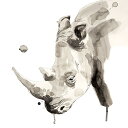 RHINO（305×305mm) -おしゃれインテリアに-　サイ・動物