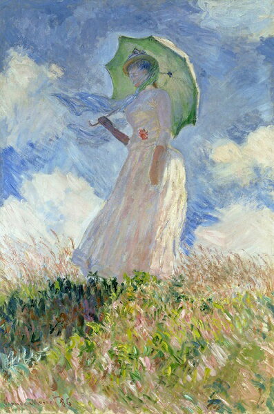 【高品質ジクレープリント・マットペーパー】クロード・モネ 絵画アートポスター「WOMAN WITH PARASOL（日傘の女）」(406×610mm) - おしゃれインテリアに -