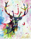 【Sarah Stribbling アートポスター】COLOR STAG(381×305mm) -おしゃれインテリアに-(余白カット済みポスター) 動物 シカ(3)