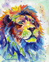 【Sarah Stribbling アートポスター】COLORFUL AFRICAN LION(635×508mm) -おしゃれインテリアに-(余白カット済みポ...