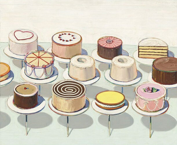 【ウェイン・ティボー アートポスター】『CAKES, 1963』(629mm×762mm) -おしゃれインテリアに- (余白カット済みポスター) デザイン イラスト ポップアート カフェ オシャレ モダン ケーキ