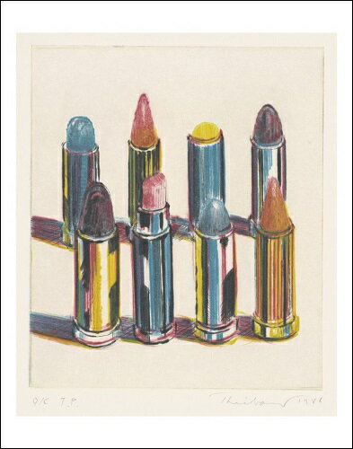 【ウェイン・ティボー アートポスター】『EIGHT LIPSTICKS, 1988』(281×358mm) -おしゃれインテリアに- デザイン イラスト ポップアー..