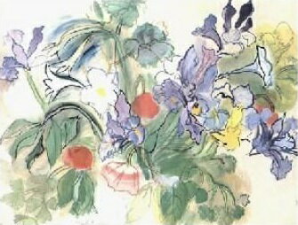 【アートポスター】ひなげしとアイリス1948年(60cm×80cm) -デュフィ- おしゃれインテリアに（余白無し）