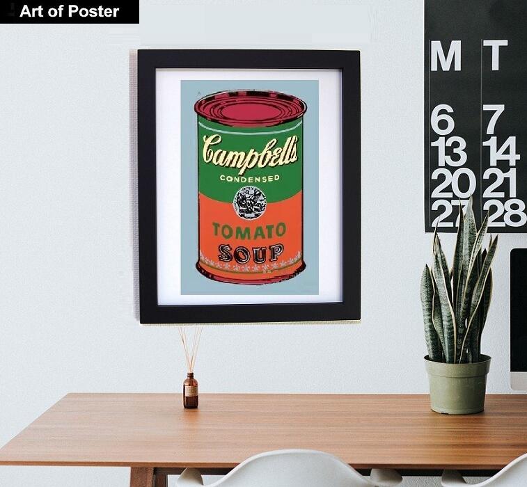アンディ・ウォーホル 『キャンベルスープ缶 1965年(緑と赤)』 アートポスター フレーム付き (320×390×15mm)