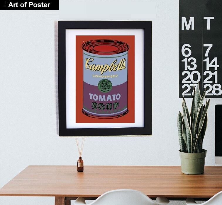 アンディ・ウォーホル 『キャンベルスープ缶 1965年(青と紫)』 アートポスター フレーム付き (320×390×15mm)