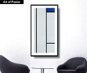 【ピート・モンドリアン 木製額装アートポスター】『コンポジション(Composition(blanc/blue)』(530×950×30mm) -おしゃれインテ...