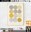 【北欧style | ELOISE RENOUF UV80%カット 本格派プレミアム木製額装アートポスター A3サイズ】Circles (320×440×24m...