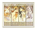 【アルフォンス・ミュシャ アルミ額装ポスター】四季 1897年 (353×463×7.5mm)