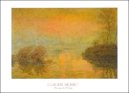【アートポスター】セーヌに沈む日、冬の効果(50cm×70cm) -モネ- おしゃれインテリアに