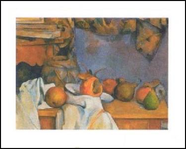 【アートポスター】藁で包まれた花瓶と皿のフルーツ (40cm×50cm) -セザンヌ-